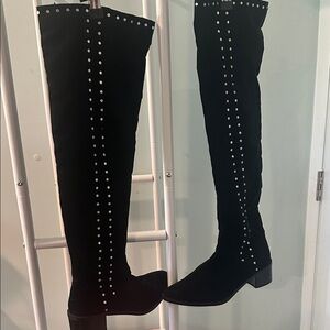 Black Over-the-Knee Studded Women's Boots
